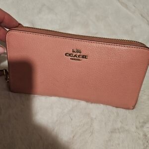 Coach Pink Blush Genuine Pebbled Leather Accordian Full-size Wallet